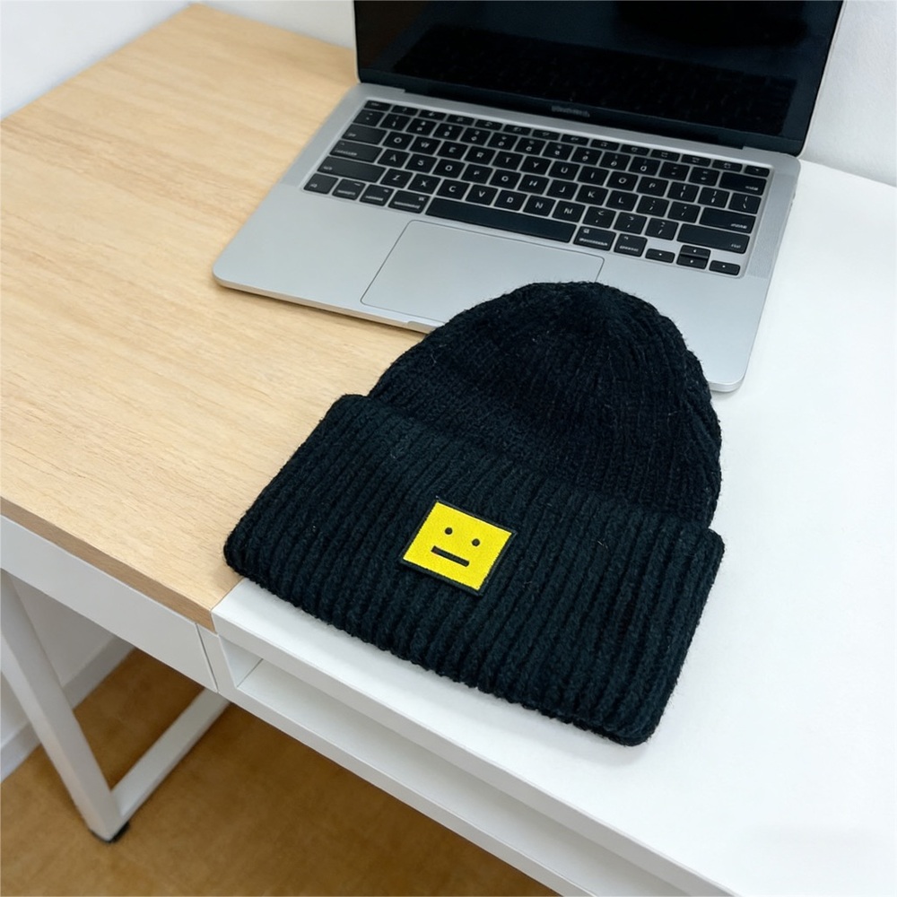 Black Beanie With Yellow Face Patch - image 1
